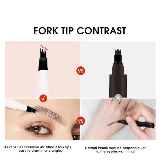 Dark Brown Eyebrow Pencil Microblading Eyebrow Tattoo Pen Makeup Waterproof 4 Tip Eyebrow Pen Black Liquid Pen Enhancer Cosmetic