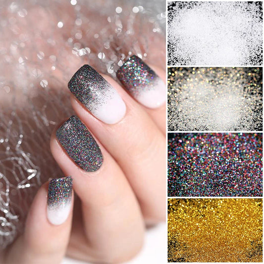 iridescent Nail Glitter Powder Silver Glitter Iridescent Flakes Sequins Super Shining Paillette Pigment Dust For Nails