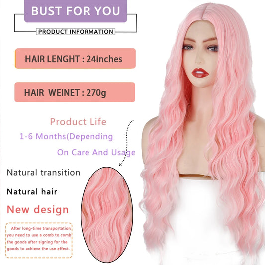 Synthetic Wigs Ombre Wavy Wigs Black Brown Blonde Middle Part Cosplay with For Women Long Hair Wigs Fake Hair