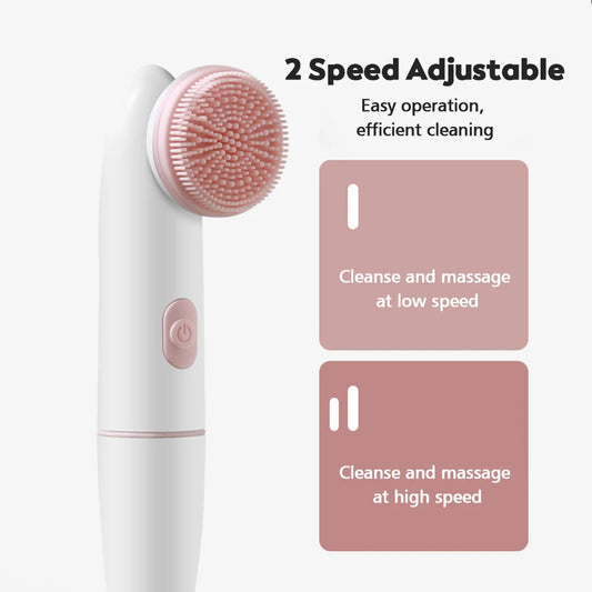 Electric Face Cleansing Brush For Facial Skin Care Wash Sonic Vibration Massage Tool 2 in 1 Acne Pore Blackhead Silicone Cleaner