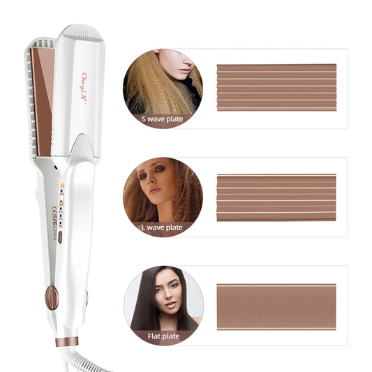 CkeyiN Professional Hair Straightener Hair Straighten Flat Iron Corn Hair Curler Ceramic Crimping Iron Crimper Styling Tools