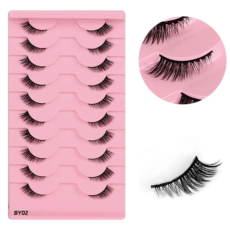 Half eye 10 pairs Fox eye makeup False eyelashes Sweet cool style suitable for light makeup