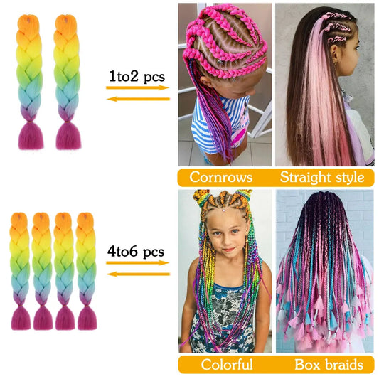 AZQUEEN 24" Synthetic Braiding Hair Ombre Braiding Hair Packs Jumbo Braid Hair For Women Wholesale DIY Hairstyle Blue Grey