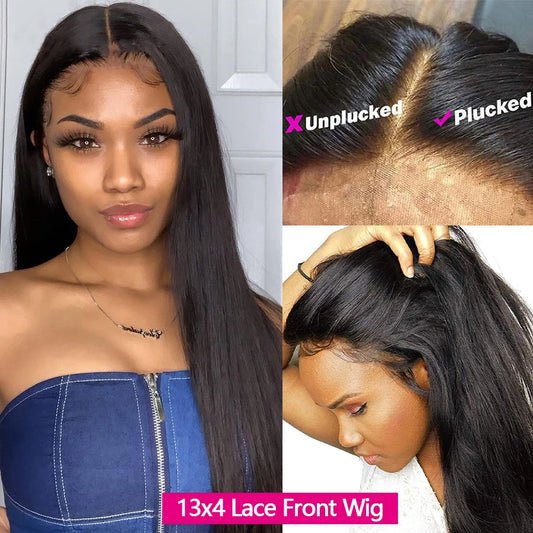 Missanna HD Lace Front Human Hair Wigs Straight 13x4 Transparent Lace Frontal Human Hair Wigs Pre Plucked HD Lace Wigs For Women
