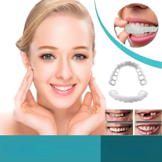 Fake Tooth Cover Perfect Fit Teeth Whitening Snap on Silicone Smile Veneers Teeth Dentaduras Flexibles Beauty Tool Cosmetic