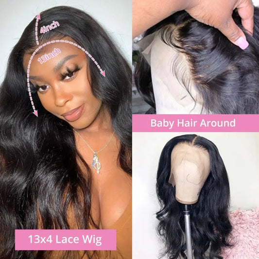 Brazilian Glueless Wig For Women 13x4 13x6 Body Wave HD Lace Front Human Hair Wig Pre Plucked 4x4 Transparent Lace Closure Wigs