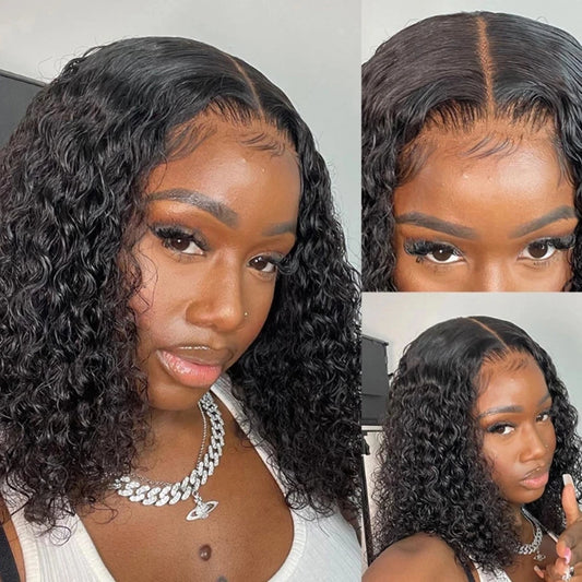 Deep Wave Short Bob Wig Human Hair 13x4 Lace Frontal Wigs HD Lace Front Wigs For Women Water Wave Curly 4x4 Lace Closure Wigs