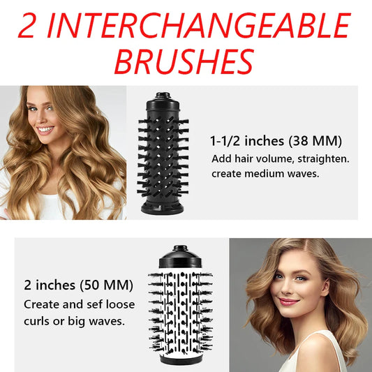3 in 1 Rotating Electric Hair Straightener Brush Hair Curler Hair Dryer Brush Hot Air Comb Negative Ion Hair Styler Comb