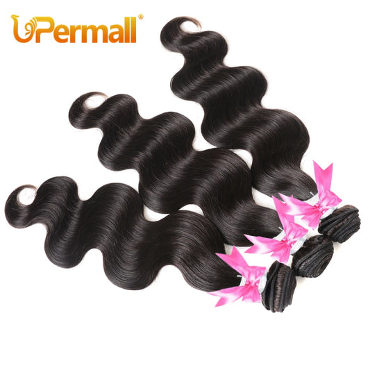 Upermall Soft Body Wave Human Hair 1/3/4 Bundles Deals On Sale 8-30 Inch 100% Brazilian Remy Hair Weave For Women Natural Color