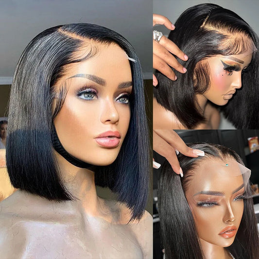 13x4 HD Lace Frontal Wigs Straight Short Bob Wig Human Hair Wigs Brazilian Pre Plucked Lace Frontal Human Hair Wig For Women
