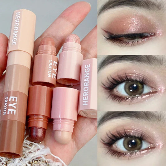 4 In 1 Pearlescent Eyeshadow Pencil Glitter Silkworm Liner Highlighter Pen Lasting Matte Eye Shadow Stick Eyes Makeup Cosmetics