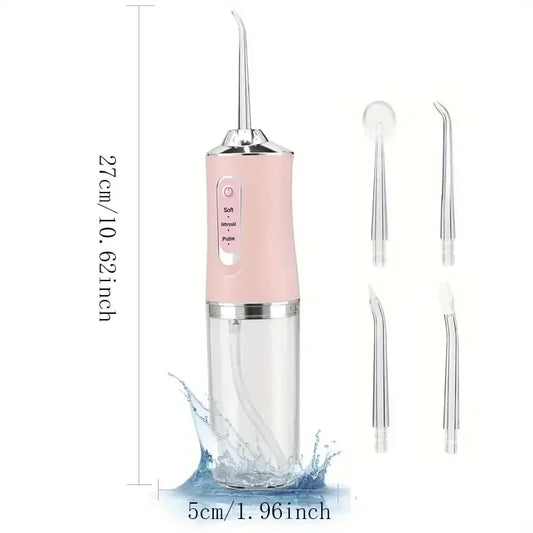 Electric toothbrush for efficient oral care, USB rechargeable water jet drill toothpick 4 nozzles 3 modes IPX7 high-frequency