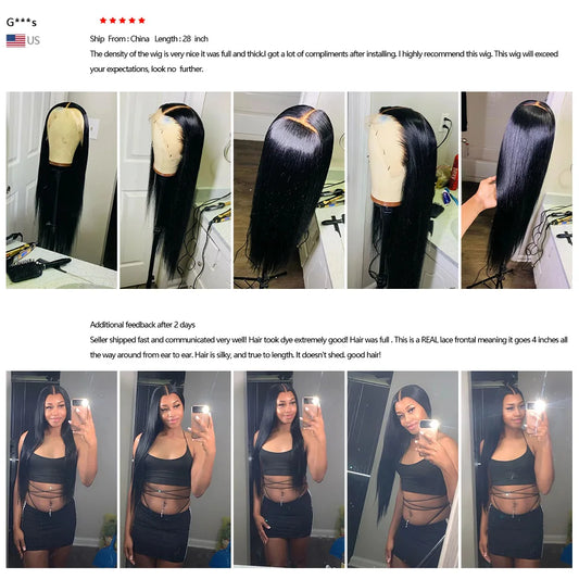 28 Inch Straight Lace Front Human Hair Wig Transparent HD 13x4 Lace Frontal Wig Human Hair Brazilian Wigs On Sale Raw Hair Wig