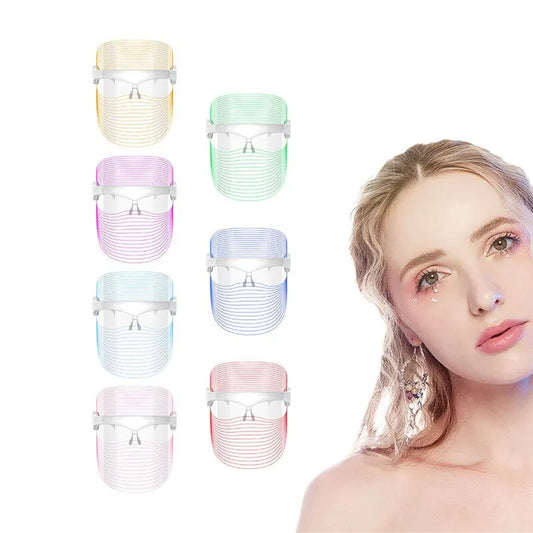 Wireless Rechargeable 7 Color LED Treatment Skin Tightening Facial Massager Skin Care LED Mask Women Beauty Mask Absorption
