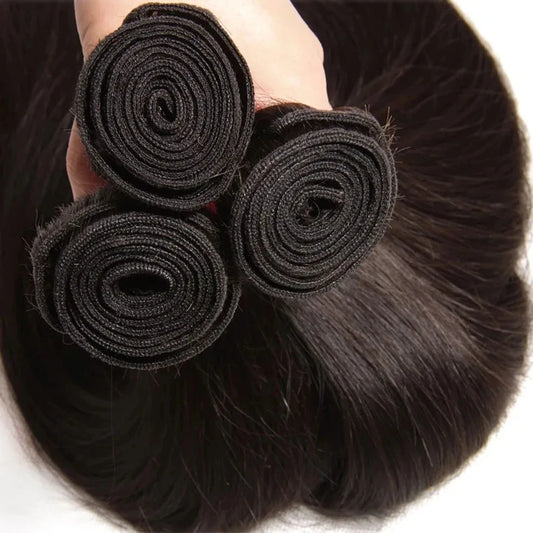 Natural Black Color Brazilian Hair Weave 28 30 32 40 Inches 3 4 Bundles Bone Straight 100% Remy Human Hair Extensions Weft
