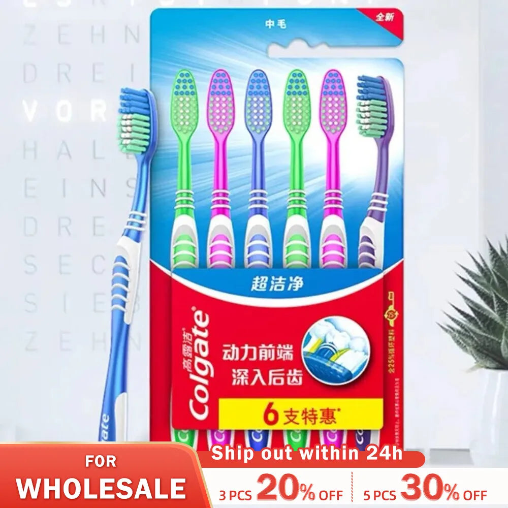 Colgate 6 Packs Toothbrush Tooth Cleaning Family Couple Fine Soft Medium Hair Travel Suit For Men And Women Back Tooth Cleaning