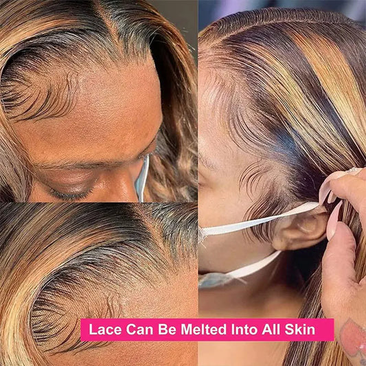 13x6 Blonde Highlight Lace Frontal Wig Body Wave Human Hair Wigs Brazilian Transparent 13x4 Lace Front Wig For Women Pre Plucked