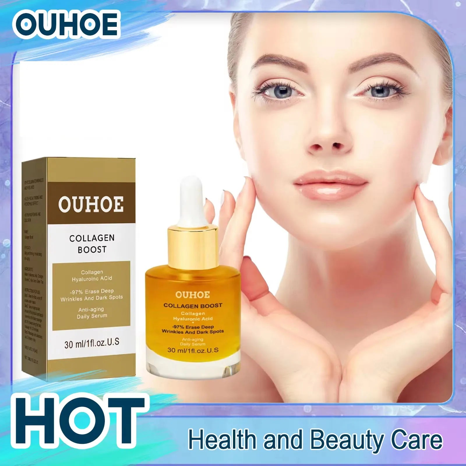Advanced Collagen Boost Serum Anti Aging Lifting Wrinkle Remover Fade Fine Lines Hyaluronic Acid Essence Anti Dark Spot Essence