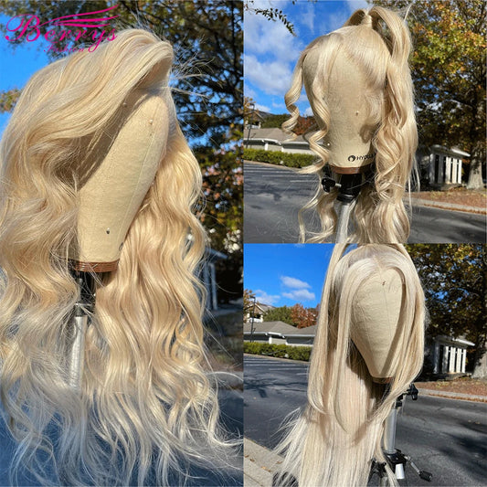 Berrys Fashion 32Inch Blonde Body Wave 360 Lace Frontal Wig Brazilian 613 Color 22x4 Lace Frontal Human Hair Wig For Blace Women