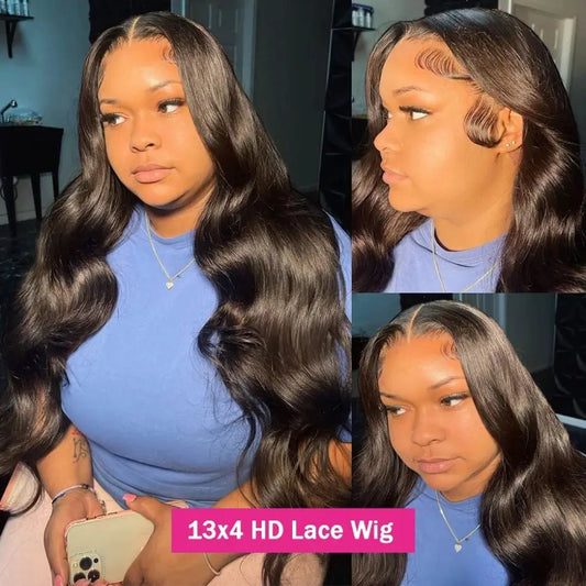 13x4 13x6 Lace Front Human Hair Wig For Women 32 34Inch Body Wave 4x4 Transparent Lace Closure Wigs Pre Plucked Brazilian Hair