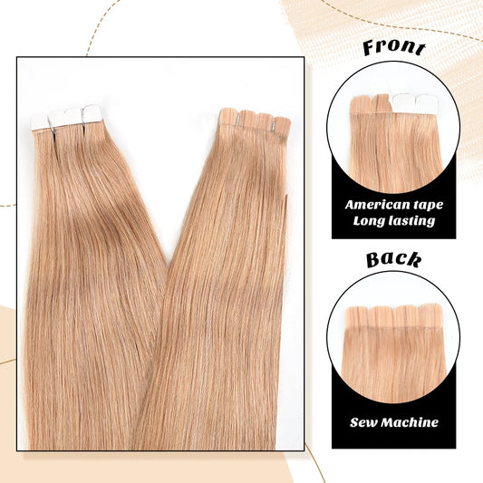 Neitsi Mini Tape in Human Hair Extensions 100% Real Natural Invisible Seamless Tape in Hair Glue Straight Skin Weft Remy 12"-24"