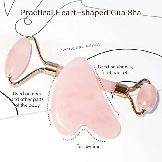 Rose Quartz Powder Crystal Jade Roller Massage Spa Pink Face Massagers gua sha Natural Stone guasha Beauty Tool Facial Lift Up