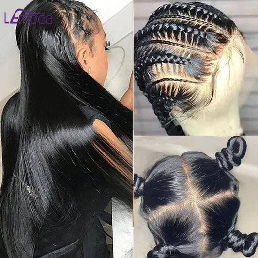 Full Lace Human Hair Wig Bone Straight HD Transparent Full Frontal 360 Lace Wigs For Black Women Brazilian Remy Hair Preplucked