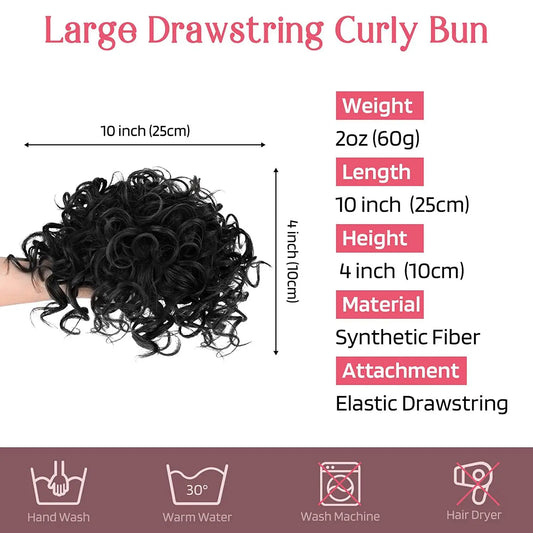 Messy Hair Bun Elastic Drawstring Loose Wave Large Curly 60 Gram Short Synthetic Ponytail Hair Bun Extension for Women Daily Use