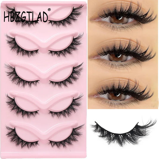 New 3D mink eyelashes Cat Eye Lashes 5 Pairs Winged Wispy Natural False Eyelashes Makeup Fox Eye Faux Mink Eyelashes