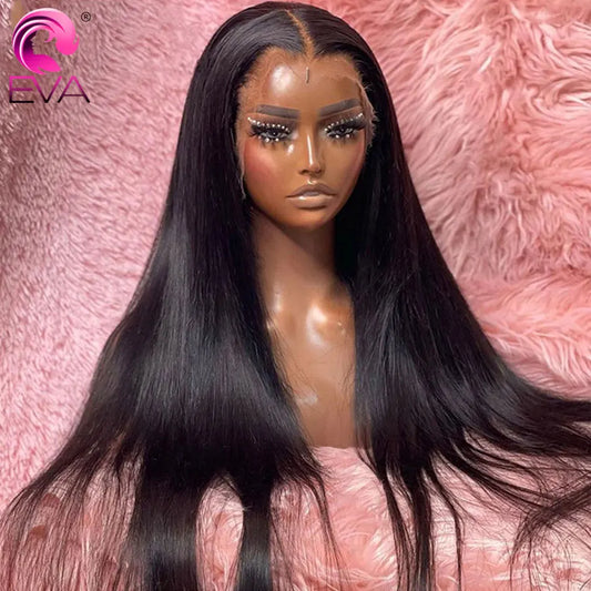 Eva Hair 13x6 HD Transparent Lace Frontal Wig Silky Straight Lace Front Wig Human Hair Wigs Pre Plucked Glueless Wigs For Women