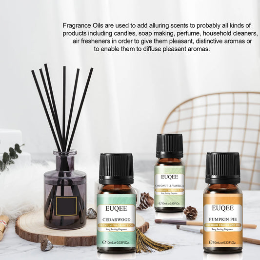 EUQEE 10ML Premium Fragrance Oil For Humidifier Diffuser Coconut Vanilla Forest Pine Sandalwood Sweet Tobacco Mango Aroma Oils