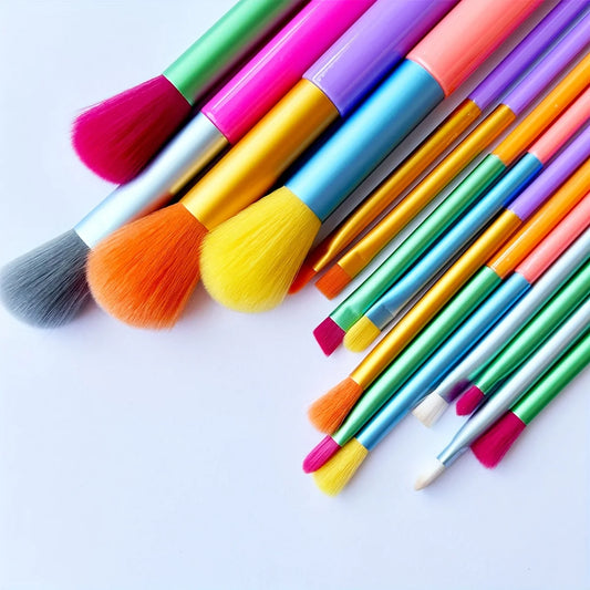 Makeup Brushes 15Pcs Colourful Makeup Brush Set Foundation Contour Blush Concealers Eye Shadow Blending Make Up Brush Kit