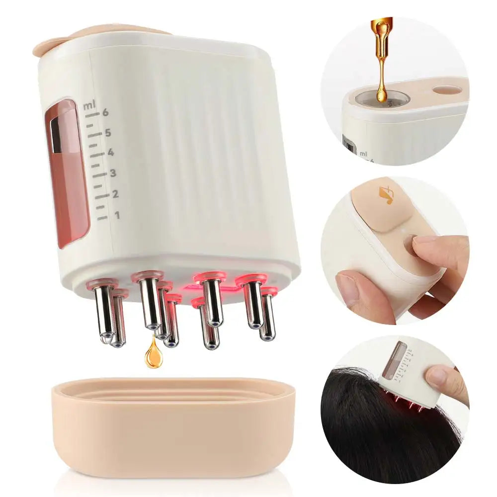 Electric Red Light Scalp Massage Comb Vibration EMS Microcurrent Serum Oil Applicator Hair Growth Anti Hair Loss Head Scratcher