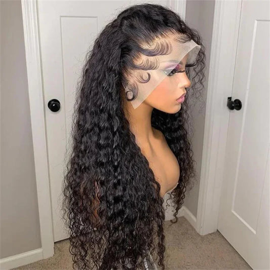26"Long Natural Black 180%Density Soft Kinky Curly Lace Front Wigs For Women Baby Hair Preplucked Daily Wear Glueless Wigs