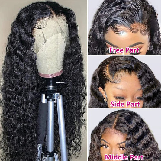 Deep Wave 13x6 HD Lace Front Human Hair Wig Closure 6X4 5X5 Glueless Wig Curly 13x4 Lace Frontal Wigs For Women Wet And Wavy
