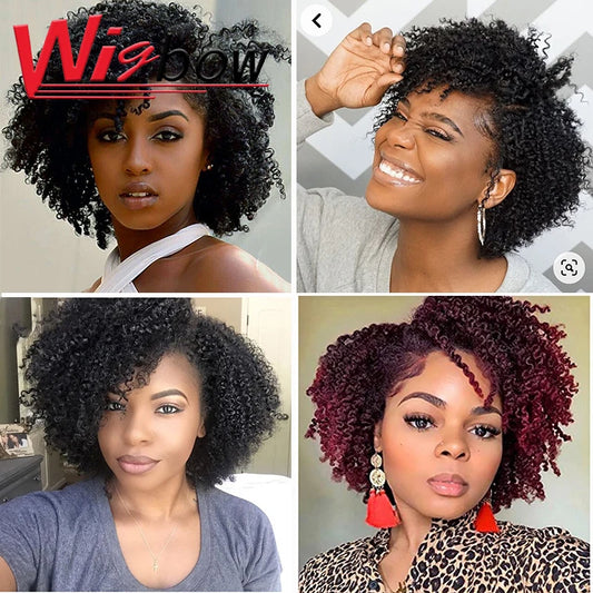 Ombre Curly Human Hair Wig Peruvian Hair Wigs For Women T1b 30 99j Kinky Curly Wig 150% Cheap Full Machine Made Afro Kinky Wigs