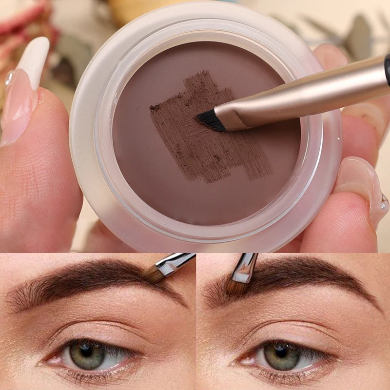 2 in 1 Eyeliner Eyebrow Gel Cream with Brush Waterproof Long-lasting Matte Black Brown Easy Wear Eyeliner Korean Makeup Cosmetic