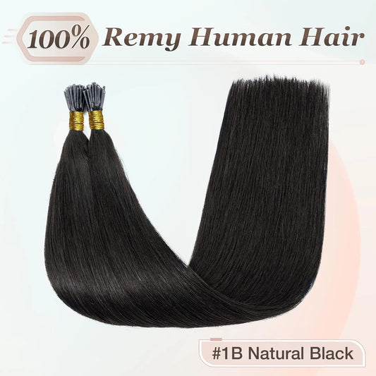 Straight I Tip Hair Extensions 100% Real Human Hair Natural Black 16-26 Inch 100 Grams Tip Fusion Hair Extensions High Quality