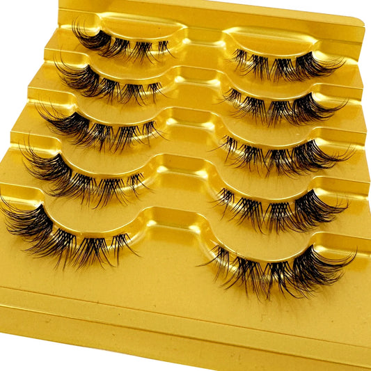 Segmented Lashes Manga Lashes 3D Clear Band Lashes Natural Look Wispy Mink Eyelashes Fluffy Cat Eye Lashes individual Eyelashes