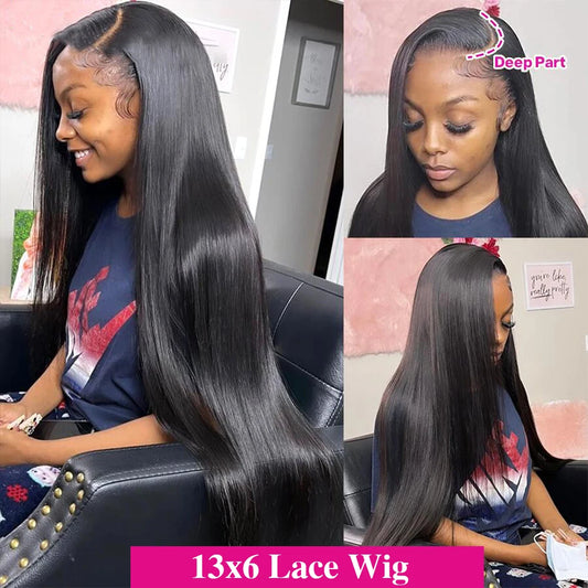 40 Inch Straight 13x4 Lace Front Wig Human Hair Brazilian 360 Full Wigs For Women 13x6 HD Lace Frontal Human Hair Wig PrePlucked