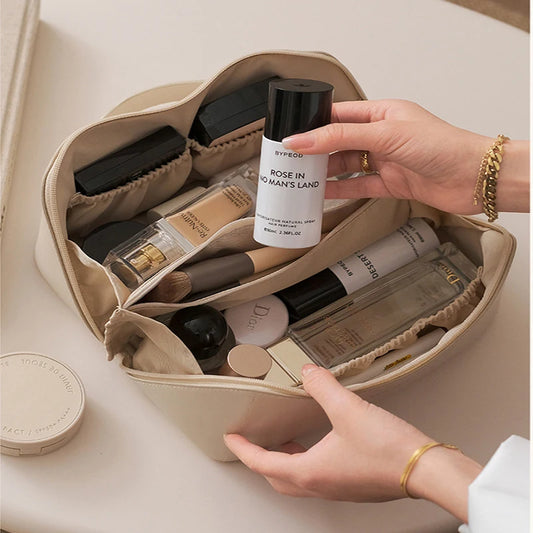 Large Pu Leather Travel Cosmetic Bag for Women Cosmetic Organizer High-capacity Makeup Bag Storage Pouch for Female Makeup Box