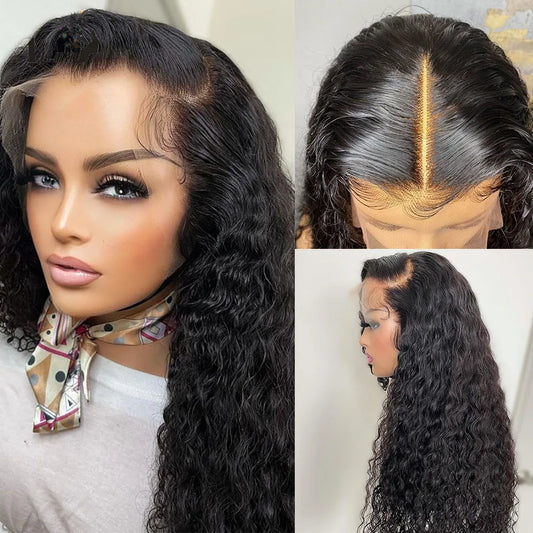 Soft Preplucked Glueless 26Inch Long Natural Black Kinky Curly 180Density Deep Lace Front Wig For African Women Babyhair Daily