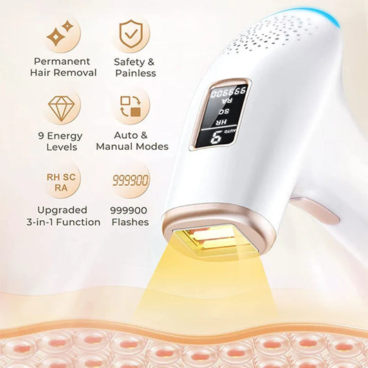 IPL Hair Removal Laser Epilator 999,900 Flashes 9 Levels Permanent Painless Hair Remover Whole Body Treatment for Women and Men