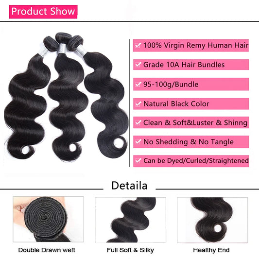 Body Wave Bundles Human Hair Extension For Women Human Hair Weave Bundles Natural Black 12A Iwish Hair Bundles 1/3/4 Piece Hair