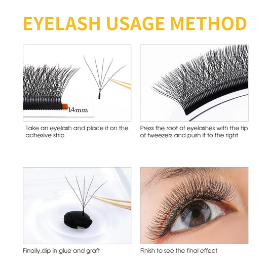 Gemerry 4D/5D/6D W Shape Eyelash Extensions Clusters Premade Volume Fans Soft Faux Mink Natural  Lashes Easy Faning EyeLashes