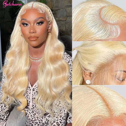 613 Honey Blonde Body Wave 13x4 13x6 HD Transparent Lace Front Human Hair Wigs Brazilian 34 Inch 5x5 Lace Closure Wig For Women