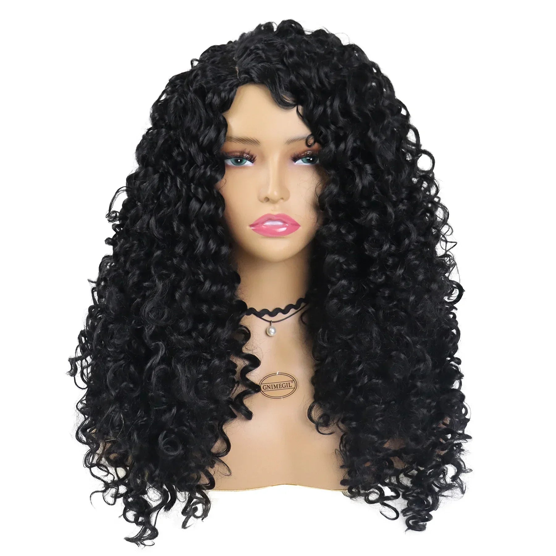 GNIMEGIL Synthetic Long Curly Wig for Woman Big Volume Fluffy Wave Wigs for Black Women Natural Wigs for Daily Hair Wig Cosplay