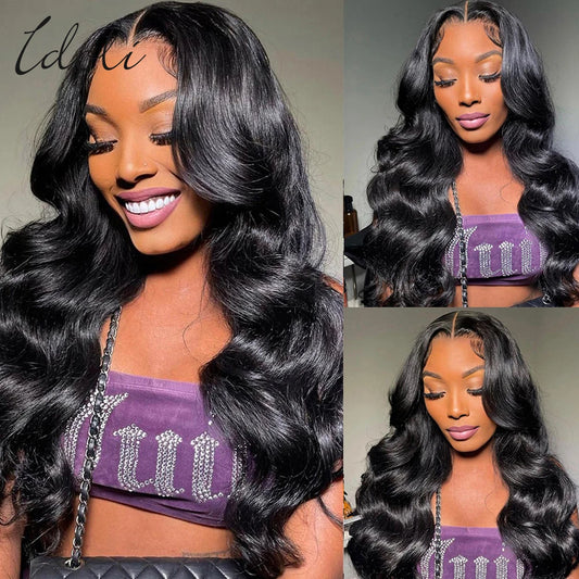 13x4 Body Wave Lace Front Wigs Human Hair Pre Plucked HD Transparent Lace Frontal Wig with Baby Hair 180% Density Gluless Wig
