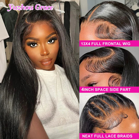 13x6 HD Lace Frontal Wig Straight Glueless Wig 250 Density 5x5 HD Lace Closure Wigs Pre Plucked Lace Wigs for Women Yuzhou Grace