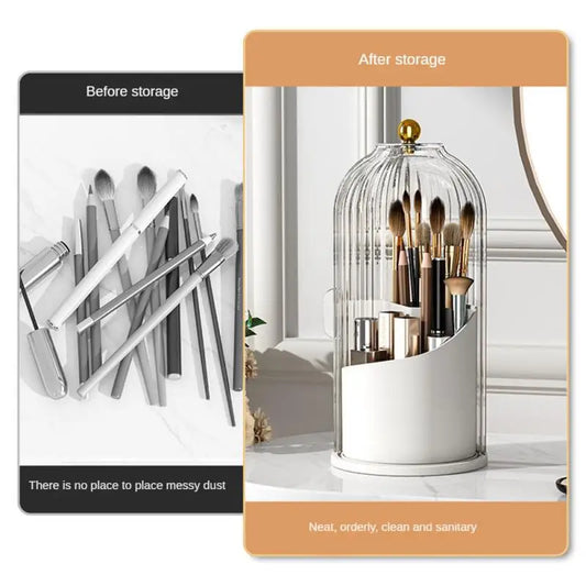 Ins Makeup Organizer Box with Lid 360° Rotat Makeup Brush Holder Lipsticks Cosmetic Storage Box Dresser Cosmet Organizer Shelves